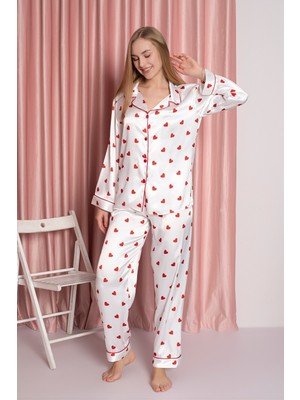 Jumelles Krem Saten Pijama Takımı