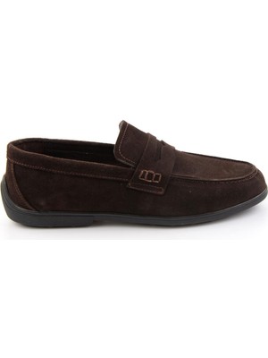 Bambi Kahve Hakiki Deri Erkek Loafer Ayakkabı E01054408202