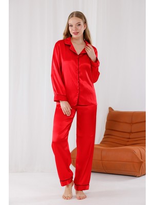 Jumelles Kırmızı Saten Pijama Takımı