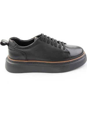 Bambi Siyah Hakiki Deri Erkek Sneaker E01811300503