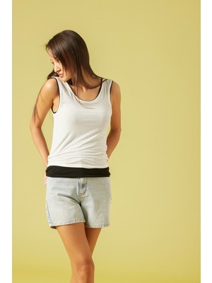 Nisan Triko Kontrast Biye Detaylı T-Shırt