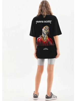 MiraLive Miray- Unisex Baskılı Oversize T-Shirt - Siyah