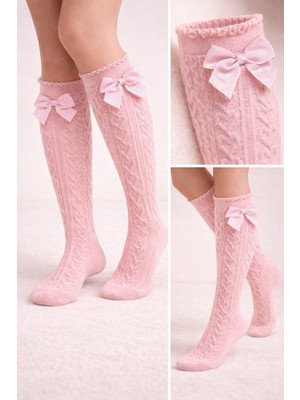 Katia & Bony Kız Çocuk Kalp Dokulu Pembe Dizaltı Çorap