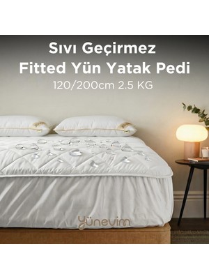 Yünevim 120X200 Sıvı Geçirmez Merinos Kuzu Yünü Fitted Alez (2.5 Kg)