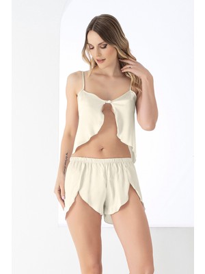Jumelles Taş Rengi Jumelles Soft Touch Saten Şortlu Takım