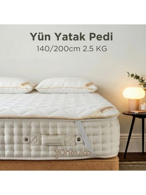 Yünevim 140X200 Yün Yatak Pedi  2,5 kg Merinos Kuzu Yünü
