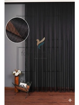 Farbateks Siyah Sade Düz Grek Eteği Kurşunlu 2kat Pileli Tül Perde