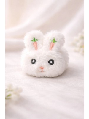 Nati Co Sevimli Beyaz Peluş Tavşan Çocuk Lastik Toka