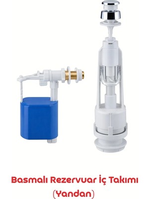 Banio Home - Basmalı Rezervuar Iç Takımı (Yandan), Push Flush Tank Internal Kıt(From The Side)