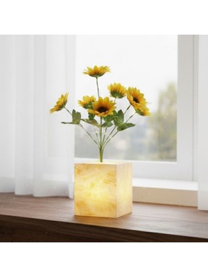 Tas Sarı Saksılı LED Yapay Çiçek