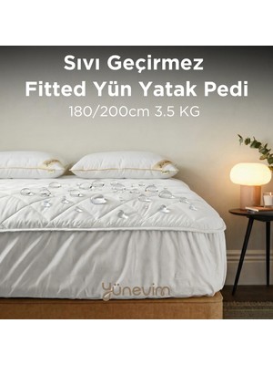 Yünevim 180X200 Sıvı Geçirmez Merinos Kuzu Yünü Fitted Alez (3.5 Kg)