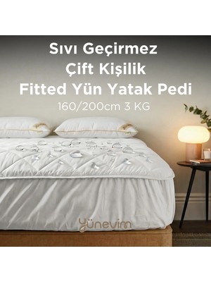 Yünevim 160X200 Sıvı Geçirmez Merinos Kuzu Yünü Fitted Alez (3 Kg)