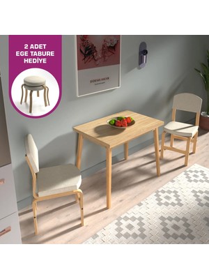 Vilinze Ege Sandalye Avanos Ahşap Mdf Mutfak Masası Takımı - 60X90 cm