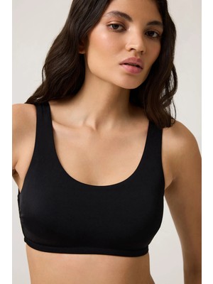 Los Ojos Siyah Kare Yaka Spor Bikini Üstü Sporty Top