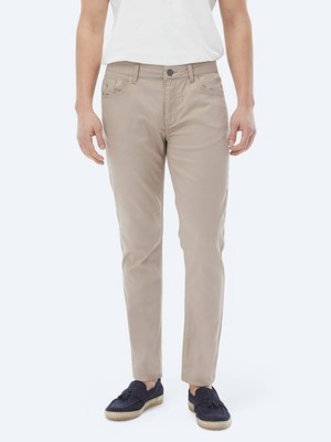 Vizon Dokuma Slim Fit Casual Pamuk Karışımlı Pantolon