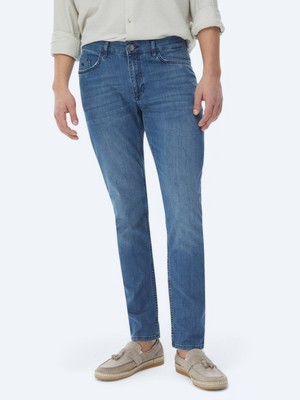 Kip Lacivert Slim Fit Denim Pamuk Karışımlı Pantolon