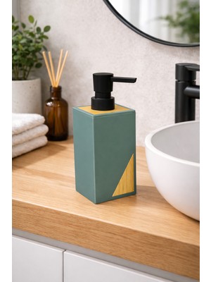 Padilon Bambu Detaylı 300 ml Sıvı Sabunluk Modern Tasarım Mutfak & Banyo Için Şık Sabun Dispenseri