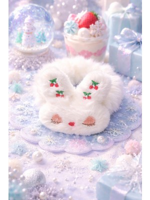 Nati Co Beyaz Peluş Tavşan Figürlü Lastik Toka – (1 Adet)