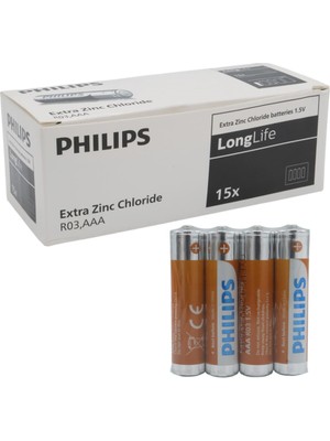 Philips Longlife Extra Zinc-Carbon Ince Kumanda Kalem Pili Aaa (60'lı Paket)