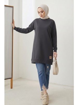 İlkimay.com Armalı Yırtmaç Detay Tunik 1665 - Antrasit