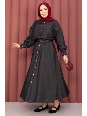 Md Gömlek & Etekli Tesettür Tensel Takım Siyah