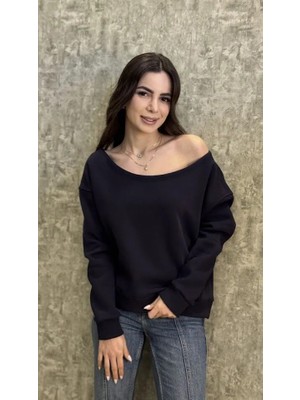 Leilaa Şardonlu Kayık Yaka Sweatshirt