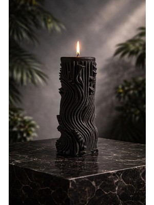 Candle Verdantis, Doğanın Kalbi, Karanfil Kokulu Dekoratif 2 Adet Siyah Mum & Kandil