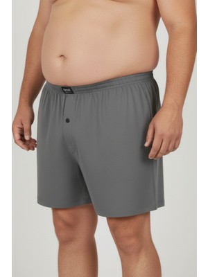 Balkonda Erkek Şort Külot Battal Beden %100 Pamuklu Cotton 3'lü Paket Düğmeli Rahat Model - Berrak