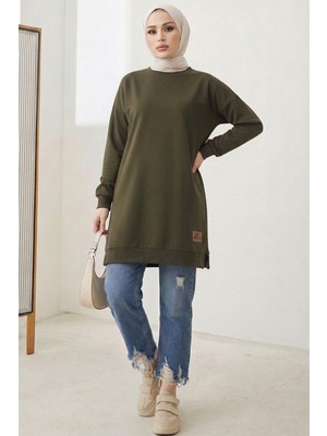 İlkimay.com Armalı Yırtmaç Detay Tunik 1665 - Haki