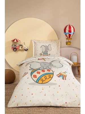 Özdilek Disney Nevresim Takımı Ranforce Bebe Dumbo Cırcus Bej
