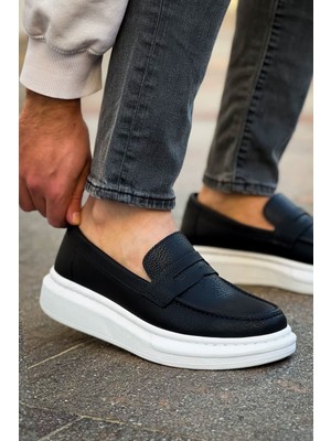 Zerenyus ZRC615 - Lüx Erkek Klasik Loafer Siyah Beyaz