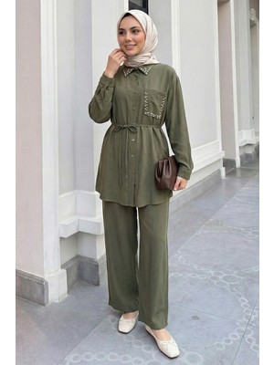 inStyle Inci Taşlı Haki Modal Takım