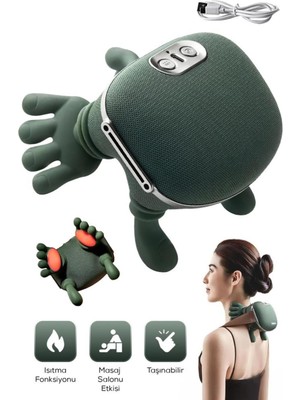 Robeve Isıtmalı El Şekilli Taşınabilir Şarjlı Masaj Cihazı- Insan Eli Hissi Veren Boyun, Sırt , Omuz , Bacak Masaj Cihazı Masaj Aleti Taşınabilir Kablosuz Yoğurmalı Masaj Cihazı Masaj Aleti