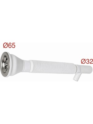 Banio Home - Eko Kısa Çamaşır Çıkışlı Körüklü Sifon, Short Laundry Outlet Bellows Siphon 65*32