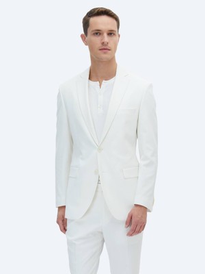 Kip Ekru Düz Slim Fit Takım Elbise