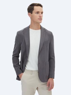 Kip Antrasit Düz Modern Fit Ceket