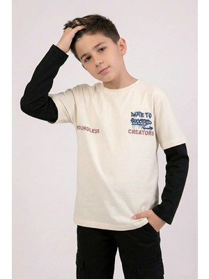 Dmb Boys & Girls Dmb Erkek Çocuk Baskılı Sweatshirt (9-14) Yaş Krem