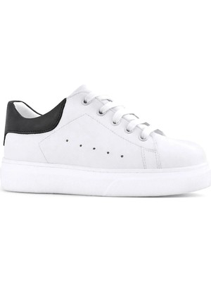 Rakerplus Beyaz Cilt Bağcıklı Hafif Tabanlı Çocuk Spor Ayakkabı