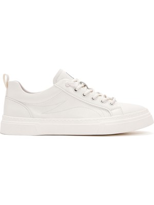 Derimod Erkek Beyaz Bağcıklı Kalın Tabanlı Deri Sneaker 26SFD690918