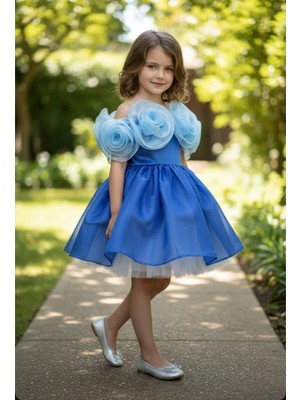 Gala Stil Gala Gül Işlemeli Kısa Çocuk Elbisesi