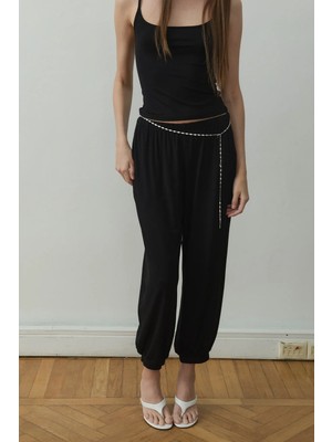 Suud Collection Siyah Cosie Şalvar Dökümlü Pantolon