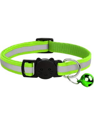 Store Reflektörlü Zilli Ayarlanabilir Kedi Köpek Tasması Gece Işıkta Parlayan Güvenli Kedi Boyun Tasması