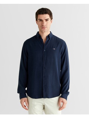 Gant Erkek Lacivert Regular Fit Düğmeli Yaka Gömlek 3825118T.433