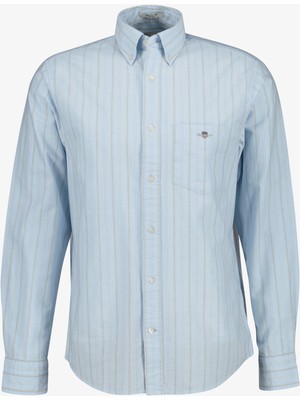 Gant Erkek Mavi Regular Fit Çizgili Logolu Gömlek 3260023.450