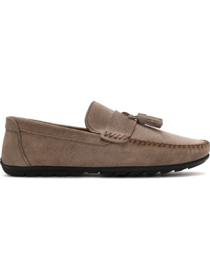 Derimod Erkek Bej Püsküllü Süet Deri Loafer 26SFD754610