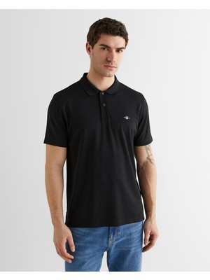 Gant Erkek Siyah Regular Fit Logolu Polo Yaka T-Shirt 24261108T.5