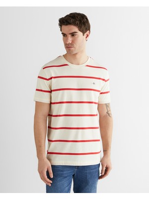 Gant Erkek Krem Renk Bloklu Kısa Kollu Logolu T-Shirt 2003398.119