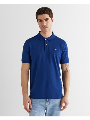 Gant Erkek Mavi Regular Fit Logolu Polo Yaka T-Shirt 2210.432