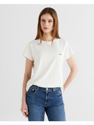 Gant Kadın Beyaz Bisiklet Yaka Regular Fit T-Shirt 42326114T.113