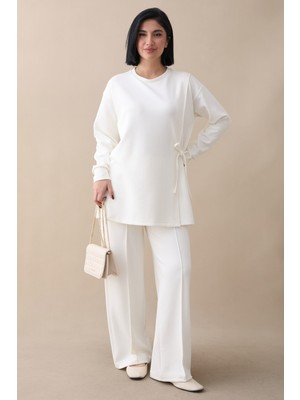 inStyle Yırtmaçlı Bağlamalı Beyaz Oyşo Takım